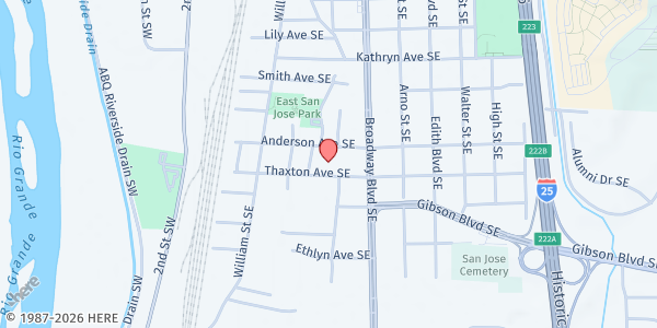 Map showing East San Jose Elementary School at 415 Thaxton Ave. SE, Albuquerque, NM