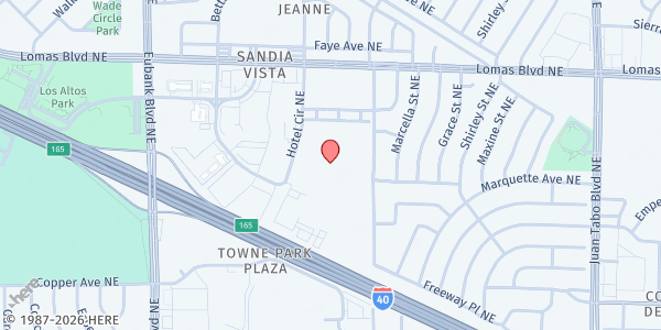 Map showing Evening Optimists Albuquerque at 721 Tomasita ST NE, Albuquerque, NM