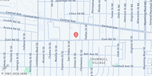 Map showing Faith Tabernacle Baptist Church at 7701 Zuni Rd. SE, Albuquerque, NM