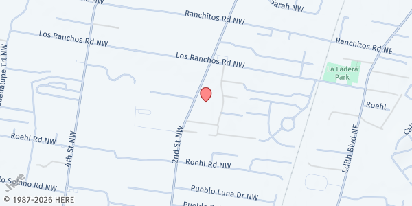 Map showing First Choice Community Healthcare - Alameda Medical Center at 7704 2nd St. NW, Albuquerque, NM