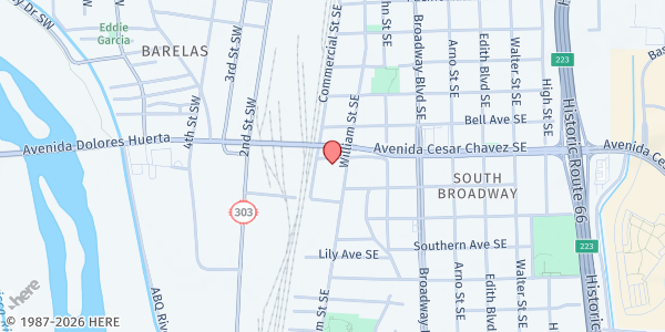 Map showing First Choice Health Care - South Broadway Medical Center at 1401 William St. SE, Albuquerque, NM