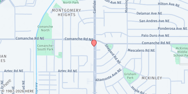 Map showing First Unitarian Church at 3701 Carlisle Blvd. NE, Albuquerque, NM