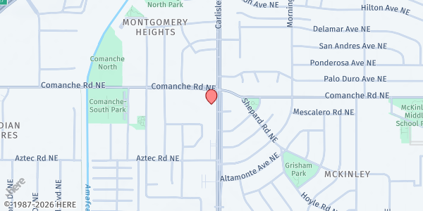 Map showing First Unitarian Church at 3701 Carlisle Blvd. NE, Albuquerque, NM