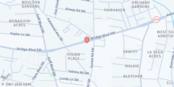 Map showing Five Points Community Church at 1520 Bridge Blvd. SW, Albuquerque, NM