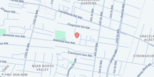 Map showing Garfield STEM Community School at 3501 6th St. NW, Albuquerque, NM