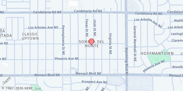 Map showing Grant Chapel A.M.E. Church at 7920 Claremont Ave. NE, Albuquerque, NM