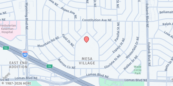 Map showing Grant Middle School at 1111 Easterday Dr NE, Albuquerque, NM