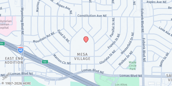 Map showing Grant Middle School at 1111 Easterday Dr. NE, Albuquerque, NM