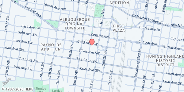 Map showing Greater Albuquerque Housing Partnership at 320 Gold Ave. SW, Albuquerque, NM
