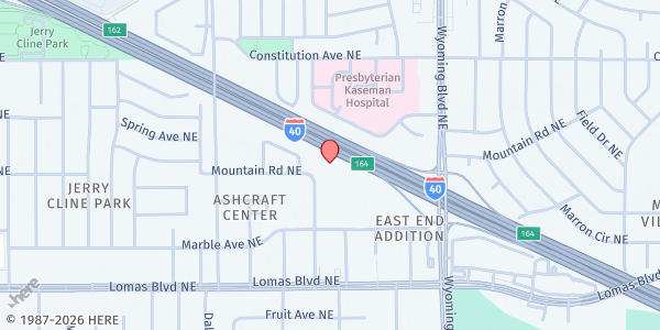 Map showing Hayes Middle School at 1100 Texas St. NE, Albuquerque, NM