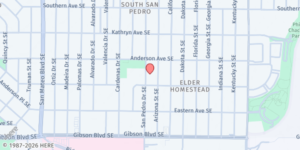 Map showing Holy Ghost Church at 833 Arizona St. SE, Albuquerque, NM