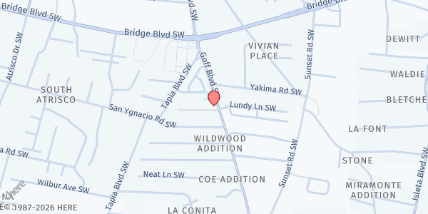Map showing Iglesia Pentecostes Casa Esperanza at 1129 Goff Blvd., Albuquerque, NM