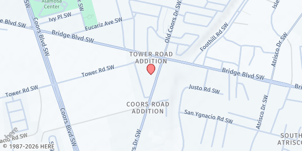 Map showing Jesucristo Fuente de Vida at 1119 Old Coors Dr. SW, Albuquerque, NM