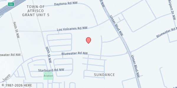 Map showing Jimmy Carter Middle School (CHI 9) at 8901 Bluewater Rd NW, Albuquerque, NM