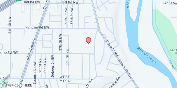 Map showing John Adams Middle School at 5401 Glenrio Rd. NW, Albuquerque, NM