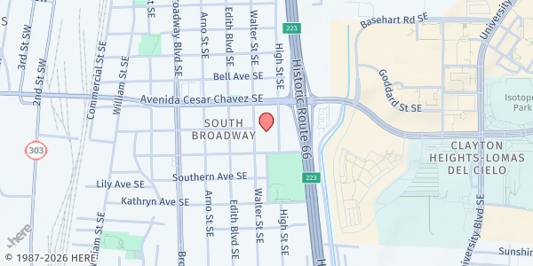 Map showing John Marshall Health and Social Services Center at 1500 Walter St SE, Albuquerque, NM