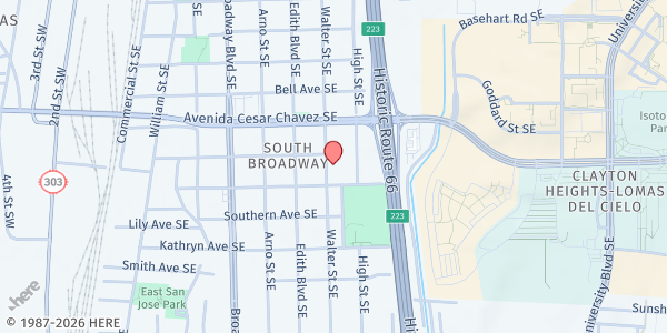 Map showing John Marshall Health and Social Services Center at 1500 Walter St SE, Albuquerque, NM