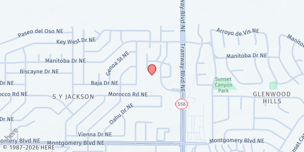 Map showing John XXIII Catholic Community Food Pantry at 4831 Tramway Ridge Dr NE, Albuquerque, NM