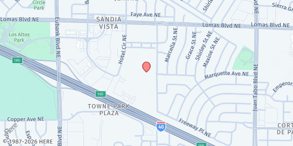 Map showing Kennedy Middle School at 721 Tomasita St. NE, Albuquerque, NM