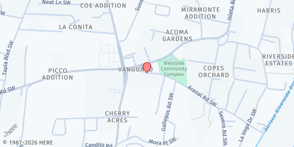 Map showing Knights of Columbus Council #14124 at 1400 Arenal Ave SW, Albuquerque, NM