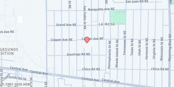 Map showing La Mesa Elementary School at 7500 Copper St. NE, Albuquerque, NM