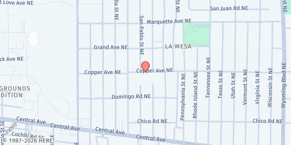 Map showing La Mesa Elementary School at 7500 Copper St. NE, Albuquerque, NM