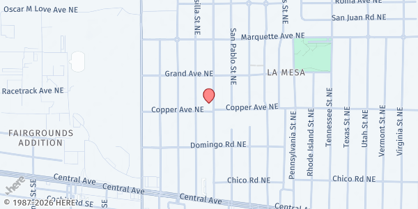 Map showing La Mesa Presbyterian Church at 7401 Copper Ave. NE, Albuquerque, NM