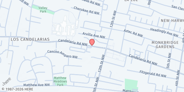 Map showing Los Griegos Health and Social Services Center at 1231 Candelaria Rd. NW, Albuquerque, NM