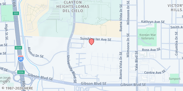 Map showing Lowell Elementary School at 1700 Sunshine Terrace SE, Albuquerque, NM