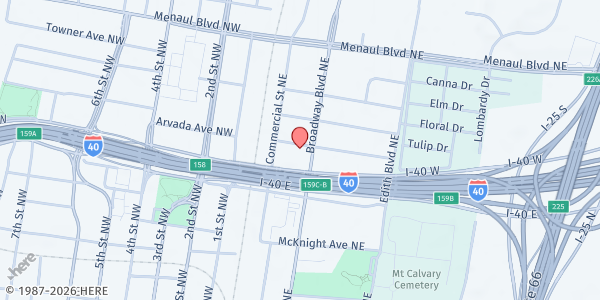 Map showing Ministerio Sol de Justicia at 218 Arvada NE, Albuquerque, NM