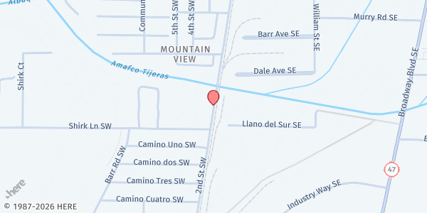 Map showing Mountain View Elementary School at 5317 2nd Street SW, Albuquerque, NM