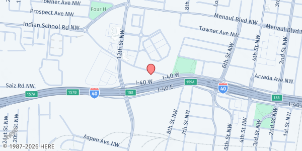 Map showing Native American Community Academy at 1000 Indian School Rd SW, Albuquerque, NM