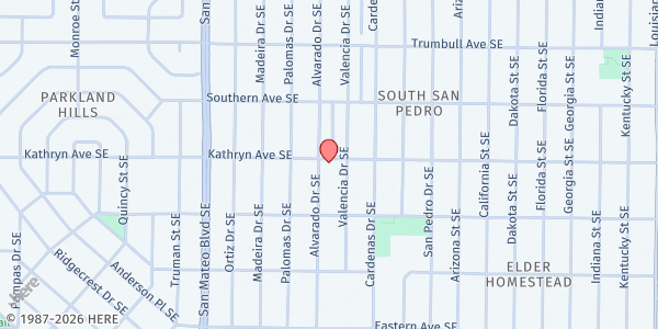 Map showing New Horizens Church at 5800 Kathryn Ave SE, Albuquerque, NM