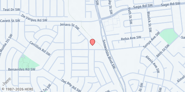 Map showing New Life Homes 5 and 6 at 9901 Benavides Rd. SW, Albuquerque, NM