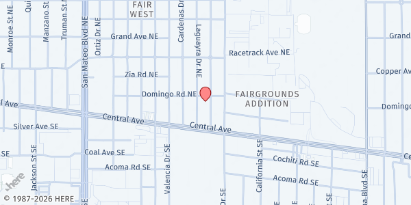 Map showing New Life Homes at 6101 Central Ave. NE, Albuquerque, NM