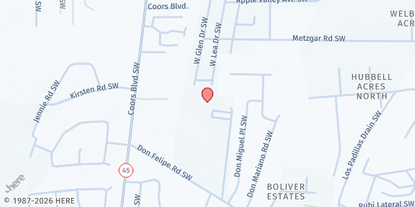 Map showing Pajarito Elementary School at 2701 Don Felipe Road SW, Albuquerque, NM