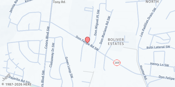 Map showing Pajarito Elementary School at 2701 Don Felipe Rd. SW, Albuquerque, NM