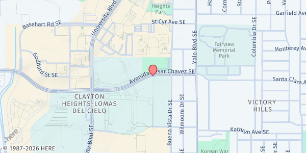 Map showing Roadrunner Food Bank - UNM South Parking Lot at 1926 Avenida Cesar Chavez SE, Albuquerque, NM