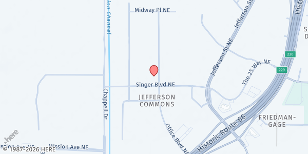 Map showing Roadrunner Food Pantry and Community Resource Center at 3831 Singer Blvd NE, Albuquerque, NM