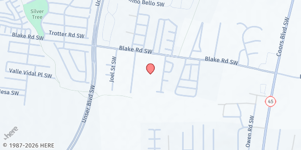 Map showing Robert F Kennedy Charter School at 4300 Blake Road SW, Albuquerque, NM