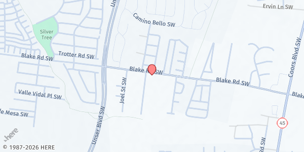 Map showing Robert F Kennedy Charter School at 4300 Blake Rd. SW, Albuquerque, NM