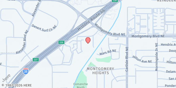 Map showing Salvation Army - Albuquerque Food Pantry at 4301 Bryn Mawr Dr. NE, Albuquerque, NM