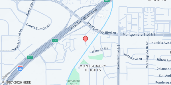 Map showing Salvation Army Social Services at 4301 Bryn Mawr Dr. NE, Albuquerque, NM