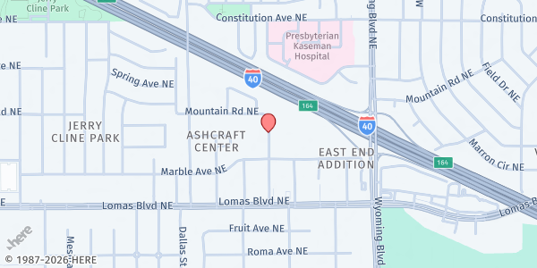 Map showing Solar Villa Apartments at 1135 Texas NE, Albuquerque, NM
