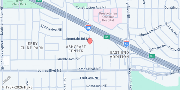 Map showing Solar Villa Apartments at 1135 Texas St. NE, Albuquerque, NM