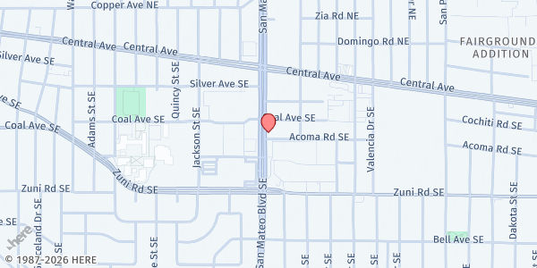 Map showing Soul Provisions Ministries at 5309 Acoma Rd. SE, Albuquerque, NM