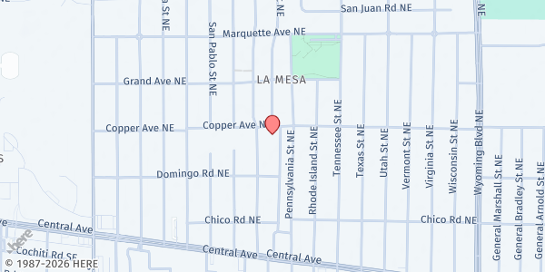 Map showing Spanish Metro SDA Church at 341 Dallas St. NE, Albuquerque, NM