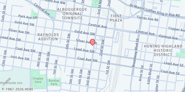 Map showing St. John's Episcopal Cathedral Food Pantry at 318 Silver SW, Albuquerque, NM