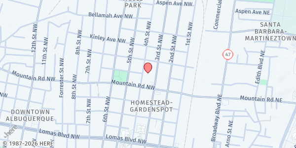 Map showing St. Martin's Hospitality Center at 1201 3rd St. NW, Albuquerque, NM