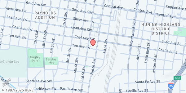 Map showing Steel Bridge Ministries at 2021 2nd St SW, Albuquerque, NM